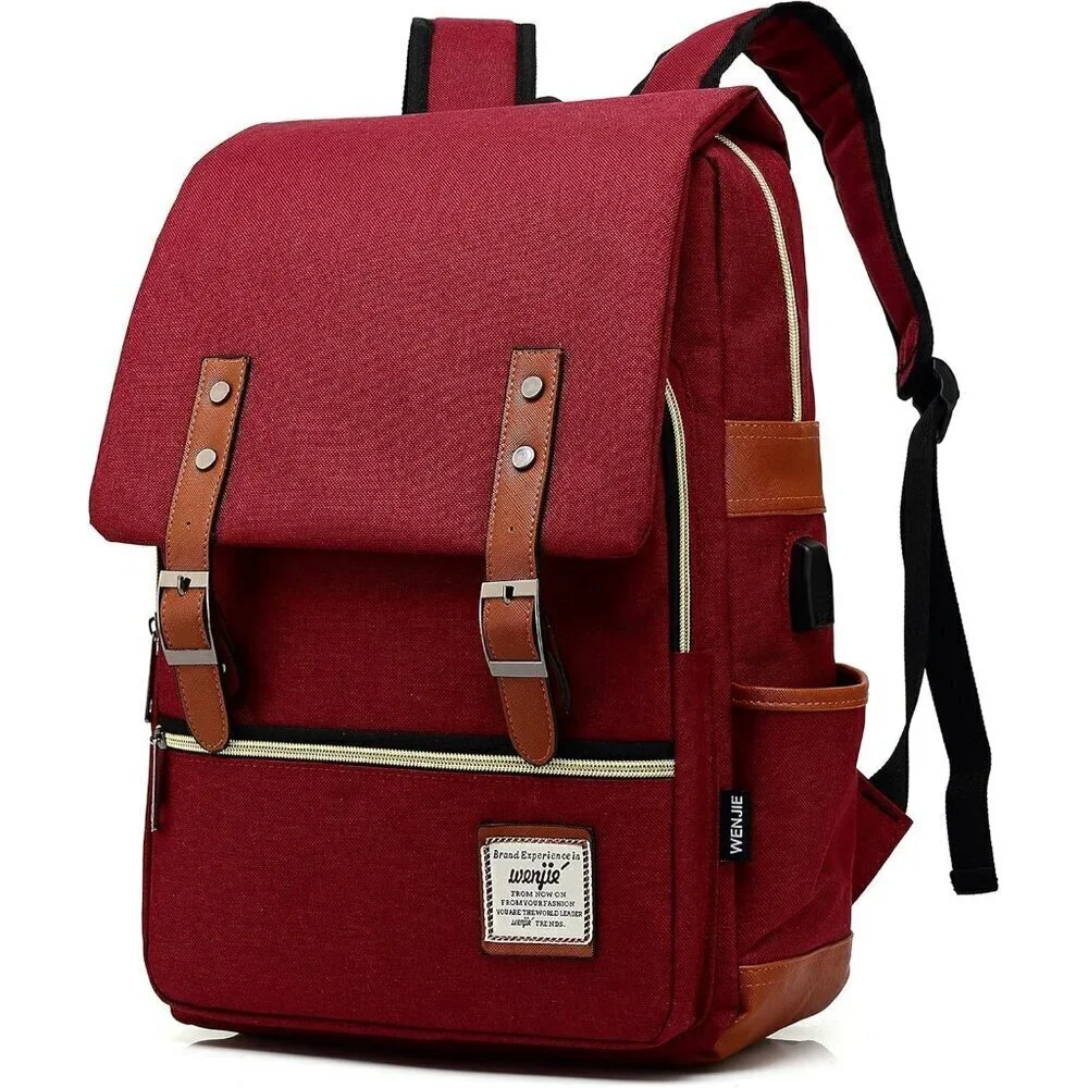 Mancio Slim Vintage red Laptop Backpack For women, of Traveling bag